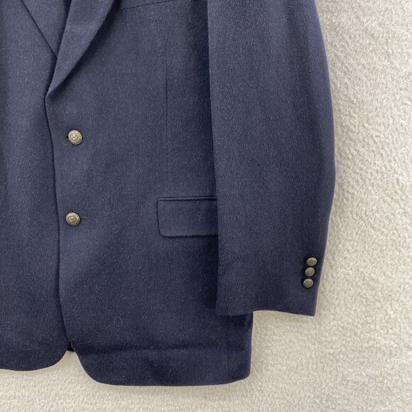 Jos A Bank 100% Camel Hair Blazer Men's 43R Blue Preppy American Academia Jacket - Picture 5 of 15